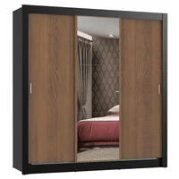 Closet Monaco 3 Puertas Corredizas 1 Espejo Negro/marrón