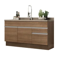 Mueble de Cocina Bajo Glamy 1.50 m 2 Puertas 2 Cajones Marrón