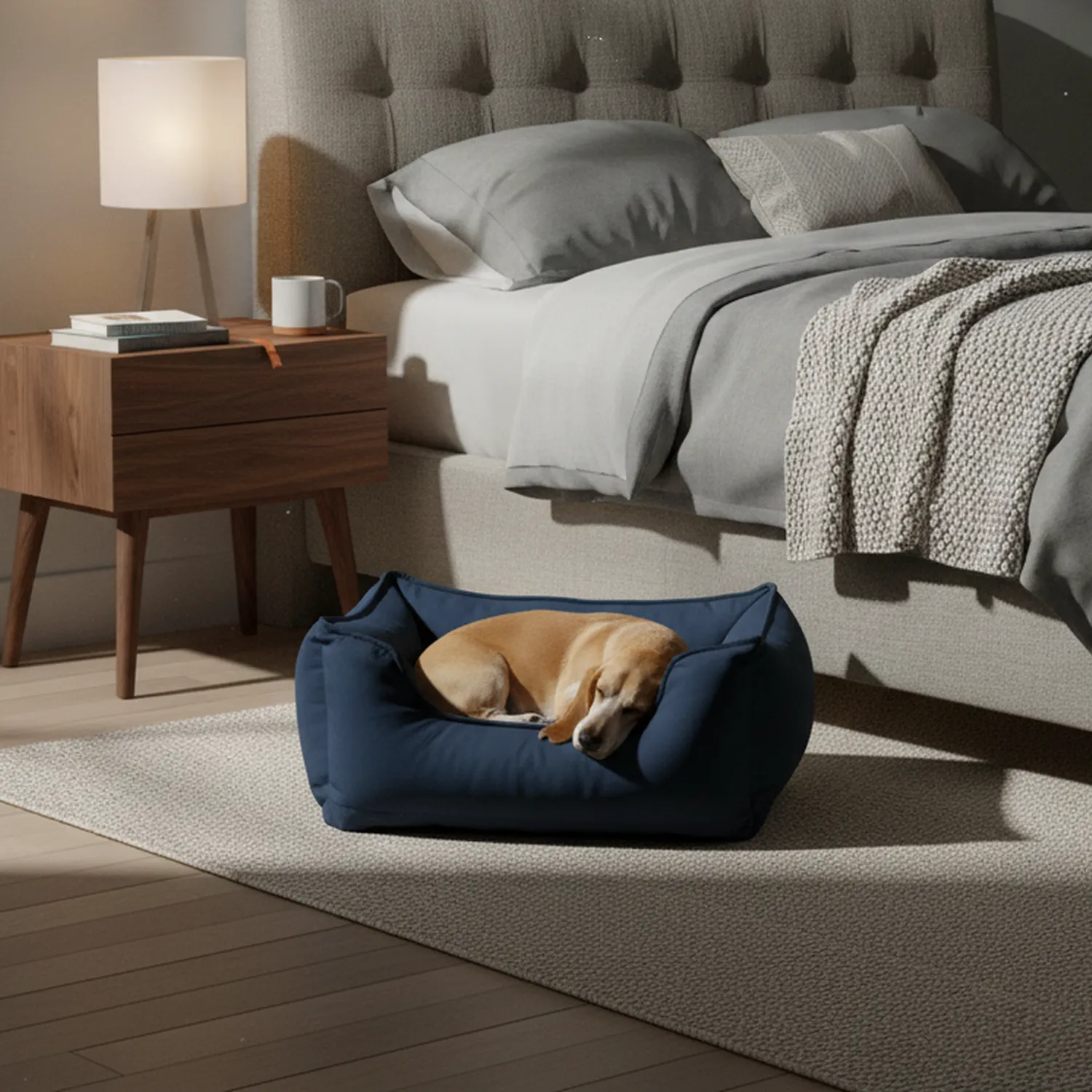 Cama De Lujo Mediana Azul Oscuro