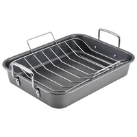 Bandeja Rostizadora Antiadherente con Parrilla 30.5 cm x 40.6 Cm Gris