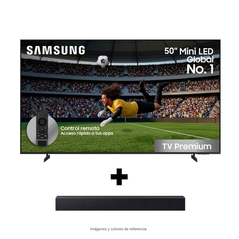 Televisor 50 Pulgadas Mini Led + Barra de Sonido Hw-b400f Samsung F-UN50M75HAKXZ