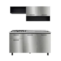 Cocina Corcega Derecha (3c) Wengue+inox/wengue 186x150x53.3 cm Just Home Collection