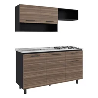 Cocina Corcega Izquierda (3c) Wengue+avellana/wengue 186x150x53.3 cm Just Home Collection