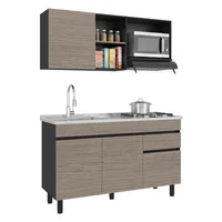Cocina 1.50 Metros Valencia Izquierda (3c) Wengue+positano/wengue 210x150x53 cm Just Home Collection