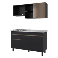 Cocina 1.50 Metros Valencia Derecha (3c) Wengue+ambar/wengue 210x150x53 cm Just Home Collection