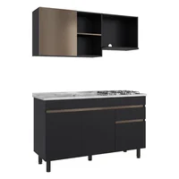 Cocina 1.50 Metros Valencia Izquierda (3c) Wengue+ambar/wengue 210x150x53 cm Just Home Collection