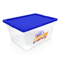 Caja Organizadora con Broches y Ruedas 55 Litros Natural Azul