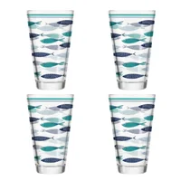 Set de 4 Vasos Largos en Vidrio 13.2cm 330ml Sea Life Italia