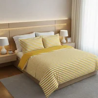 Duvet Microfibra Rayas Amarillo + Sábana Plana – Doble