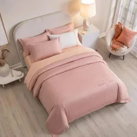 Duvet Microfibra Bordado Palo De Rosa Marion Jolla + Sábana Plana Queen