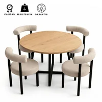 Comedor Redondo Nala + 4 Sillas Kanala Beige