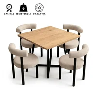 Comedor Cuadrado Nala + 4 Sillas Kanala Beige