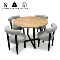 Comedor Redondo Nala + 4 Sillas Kanala Gris