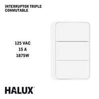 Interruptor Triple Conmutable Blanco Halux Fussion