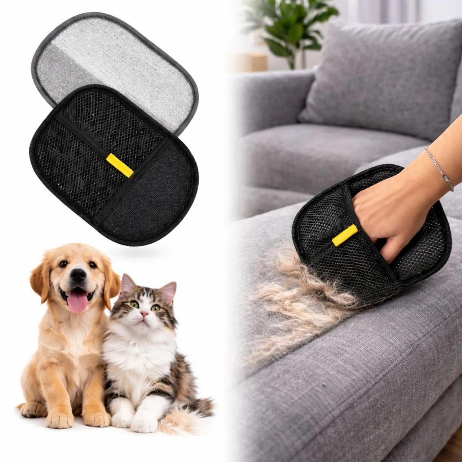 Guante Removedor de Pelos de Mascotas Reutilizable Ropa y Muebles