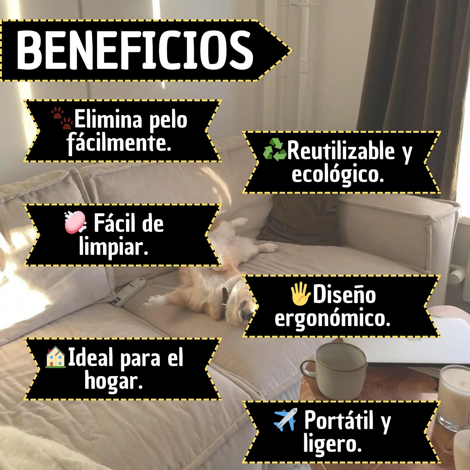 Guante Removedor de Pelos de Mascotas Reutilizable Ropa y Muebles 4