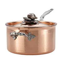 Perol Con Tapa 3.8l / 20cm de Cobre Interior Acero Inoxidable Línea Ruffoni Opus Cupra