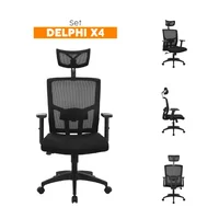 Silla de  Escritorio Con Cabecero Negro Delphi Set X 4 Unidades