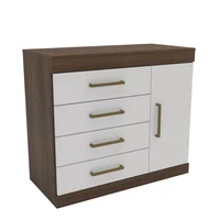 Cómoda Romenia 4 Cajones Puerta Chocolate Blanco