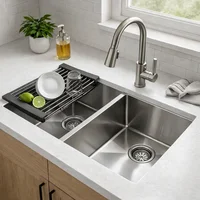 Lavaplatos Doble Acero 304 Satin77*45*21 cm Thickness:2.5+0.7 Mm. 304 Ss