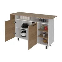 Isla de Cocina Corcega 89x150x52 Rta Fresno Blanco