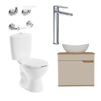 Combo Sanitario Manantial Pro Rd Mueble Vernon Grifería Accesorios X 3 y lavamanos Vessel Corona