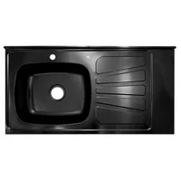 Mesón de Cocina en Acero Inoxidable Escurridor Derecho Monocontrol 100x50 cm Negro Just Home Collection