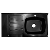 Mesón de Cocina en Acero Inoxidable Escurridor Izquierdo Monocontrol 100x50 cm Negro Just Home Collection