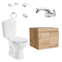 Combo Sanitario Manantial Pro Rd Mueble Esencial 55 cm Duna grifería y accesorios Corona