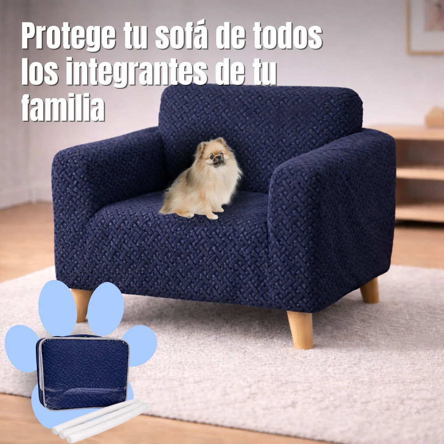 Protector de Sofá 1 Puesto Elastico Azul