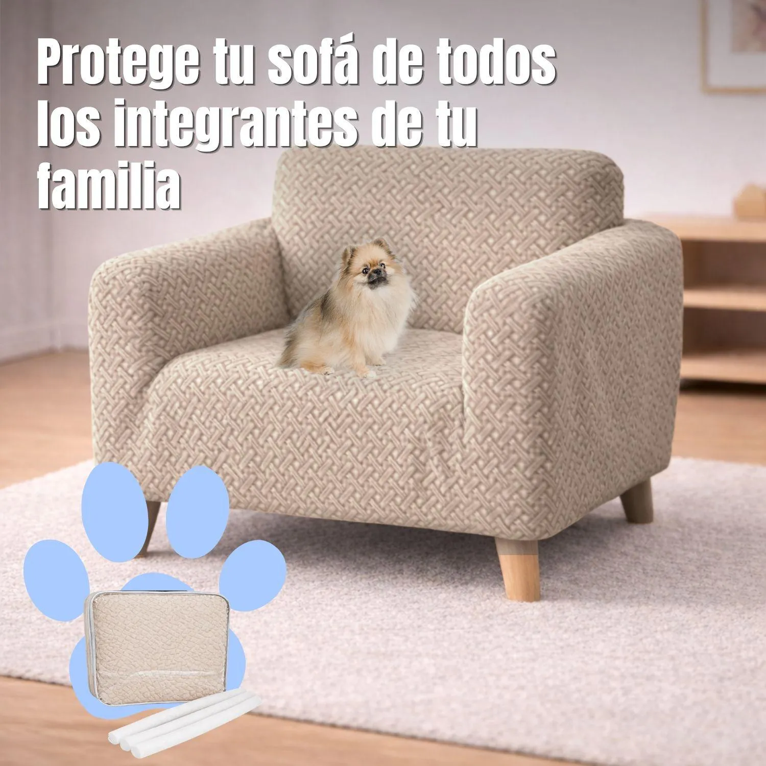 Protector de Sofá 1 Puesto Elastico Beige