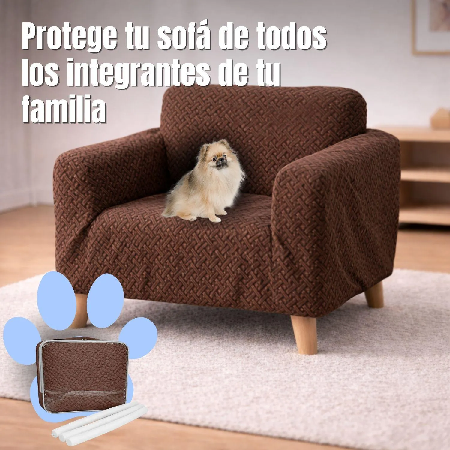 Protector de Sofá 1 Puesto Elastico Cafe