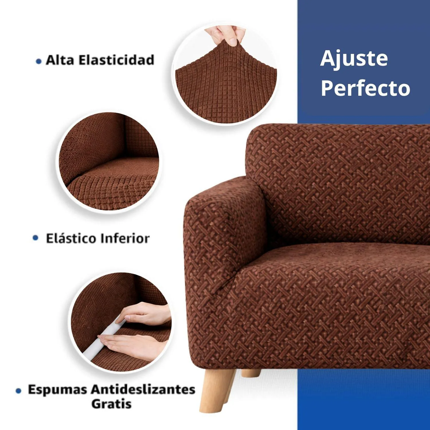 Protector de Sofá 1 Puesto Elastico Cafe 5