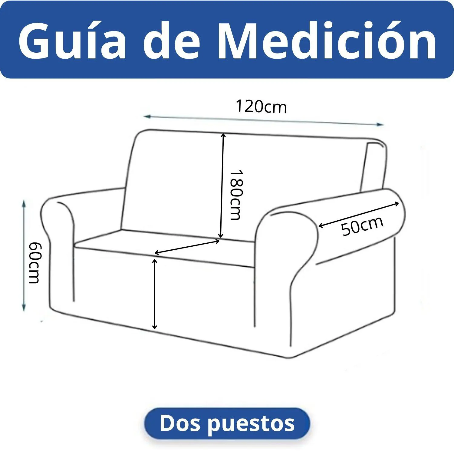 Protector de Sofá 2 Puestos Elastico Azul 3