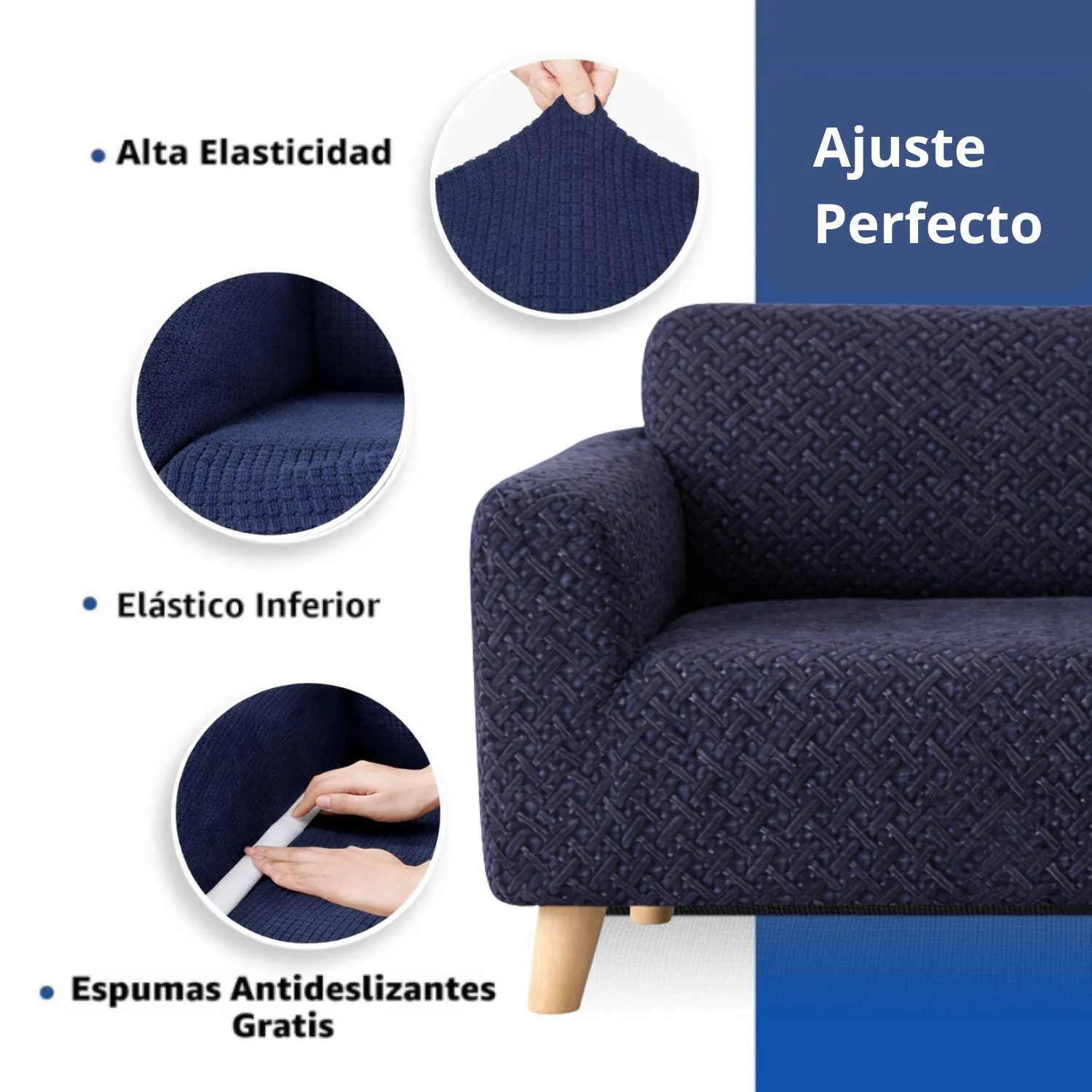 Protector de Sofá 3 Puestos Elasticoazul 6