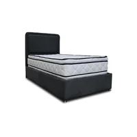 Combo Basecama Nube 120x190 Semidoble Mas Espaldar Negro