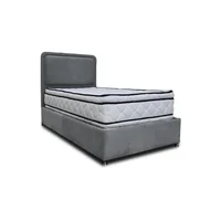 Combo Basecama Nube 140x190 Doble Mas Espaldar Gris Oscuro