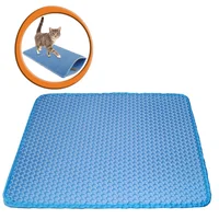Tapete Recolector Arena Gatos Limpia Pata Doble Capa Arener Azul