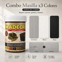 Combo X3 Masilla Madecril 220g: Gris Blanco Negro