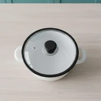 Olla Blanca 24 con Tapa Vidrio Peltre