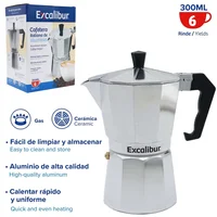 Cafetera Alum Tipo Italiana 6 Tazas 300ml Pza