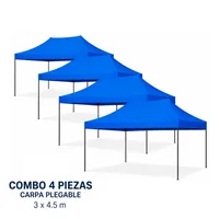 Carpa Toldo 3X4.5M Plegable Reforzado Impermeable Jardín Azul Set X 4 Unidades