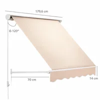 Toldo Impermeable de Exterior para Puerta y Ventana Genérica 180 x 70 cm Rojo Vino