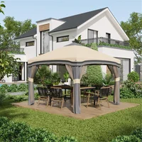 Pérgola de Acero 390 x 390 cm Tipo Plegable con Mosquitera Genérica