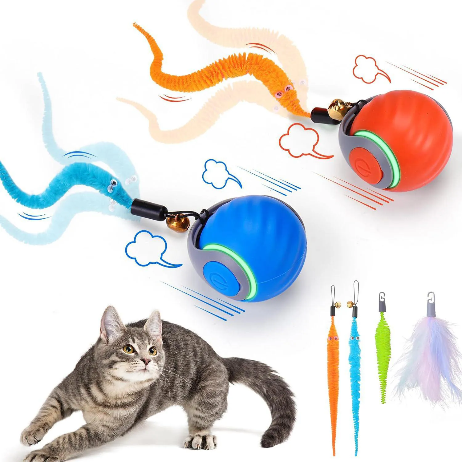 Juguete para Gatos Pelota Automática Interactiva Silicona 2 Unidades Baborui