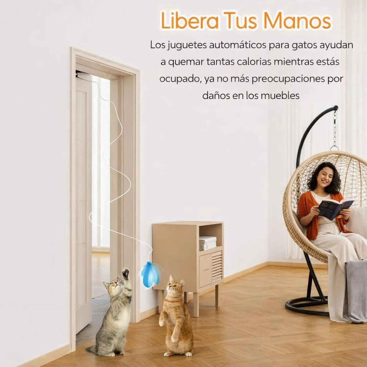 Juguete para Gatos Colgante Automático Plumas Recargable Puerta
