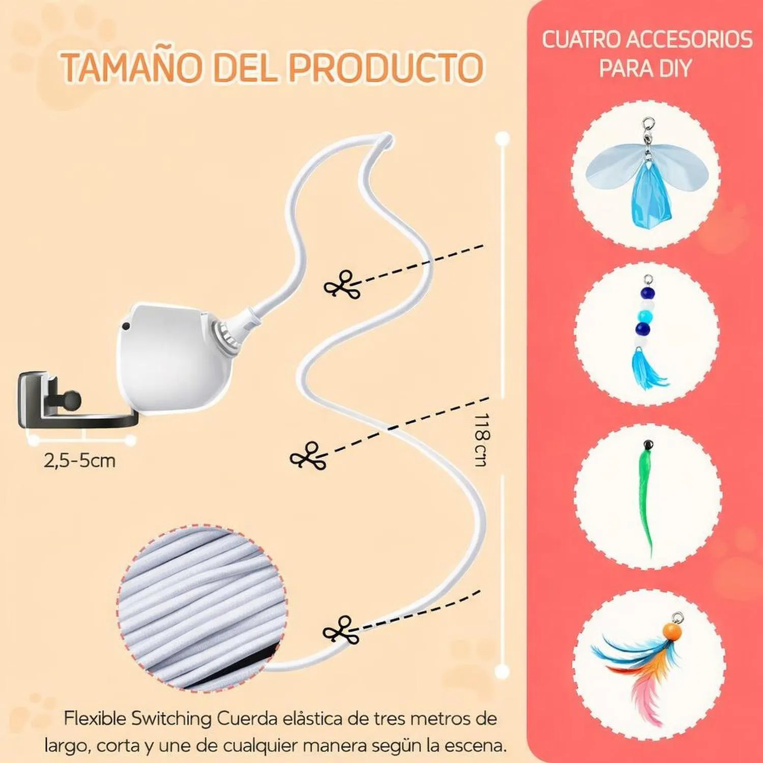 Juguete para Gatos Colgante Automático Plumas Recargable Puerta 4