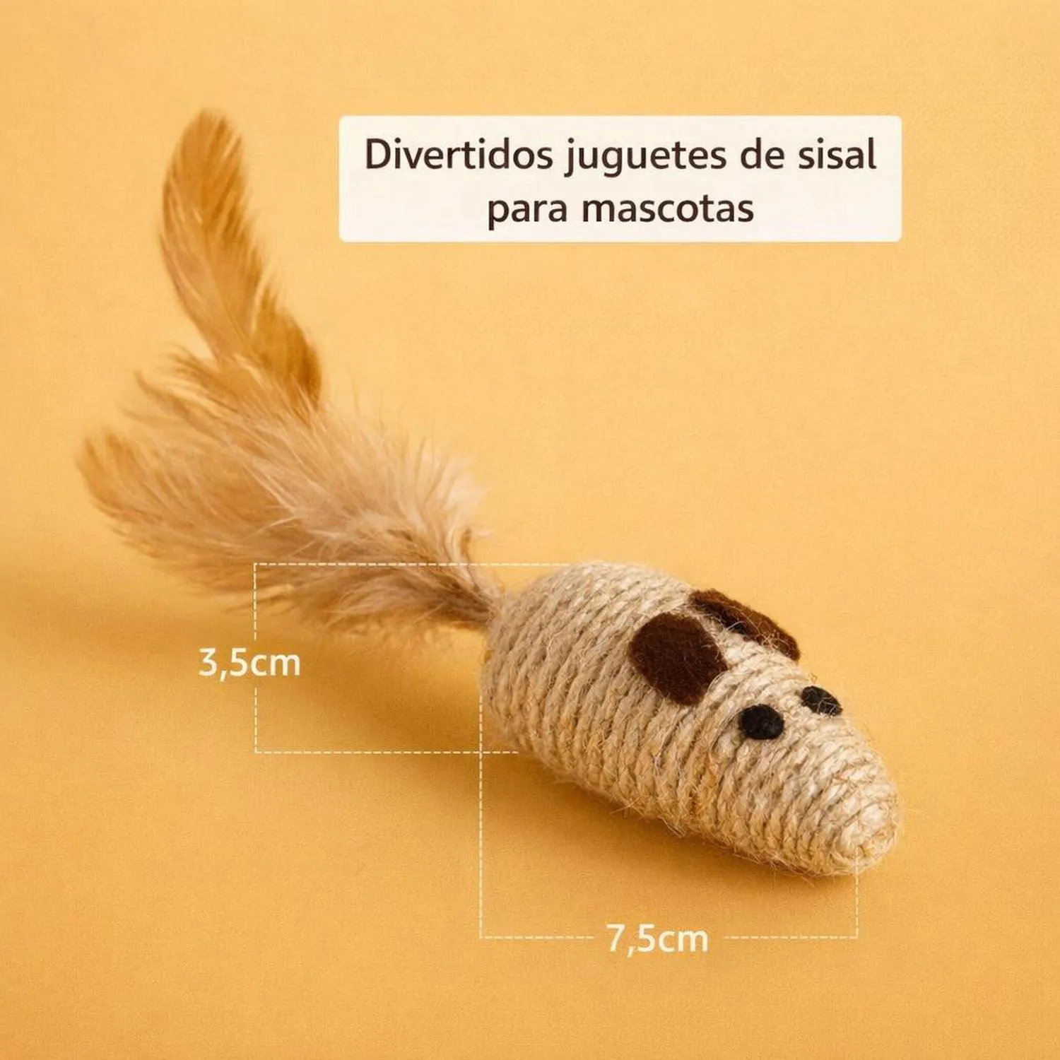 Juguete para Gatos Ratón Pluma Sisal 15 cm UtySty