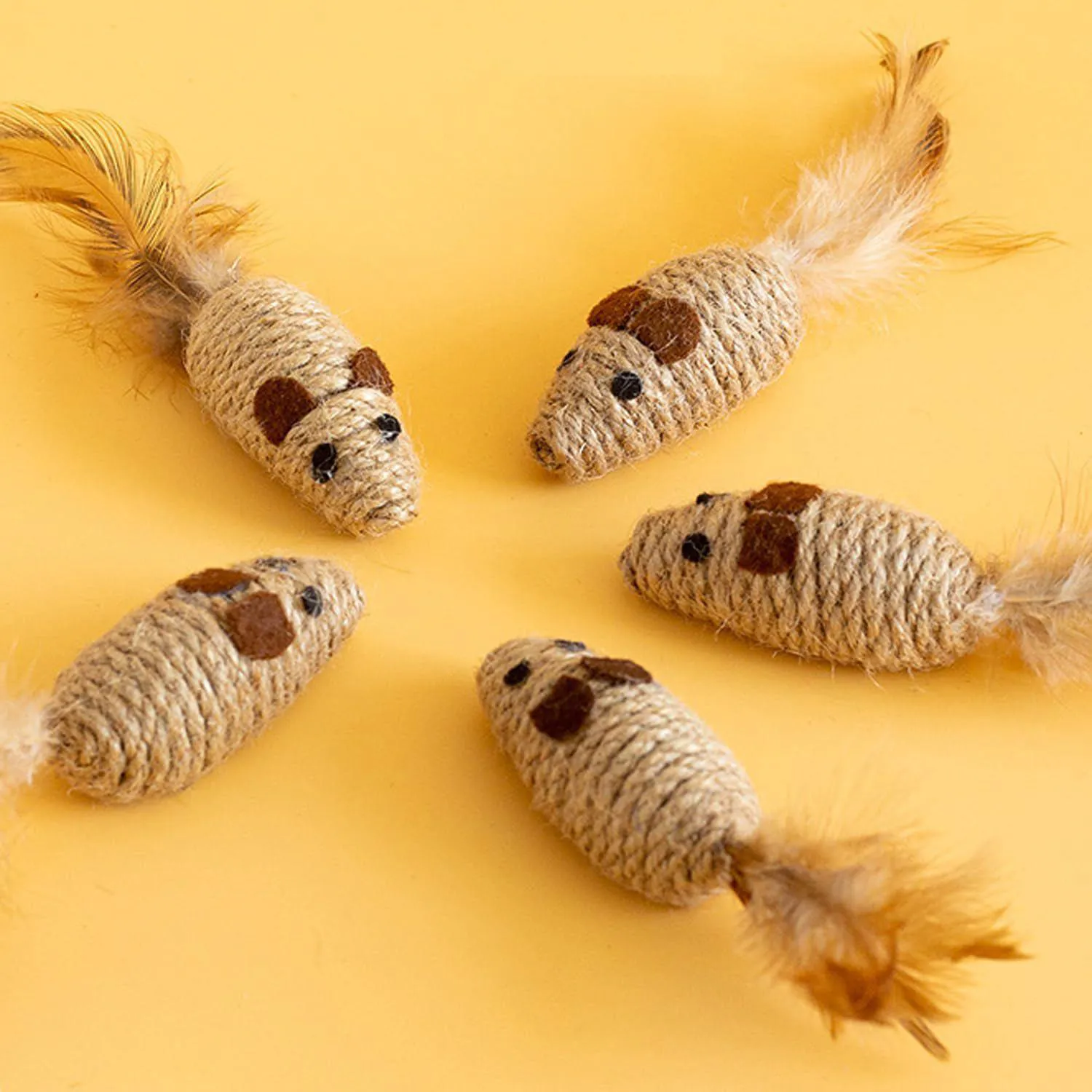 Juguete para Gatos Ratón Pluma Sisal 15 cm UtySty 3