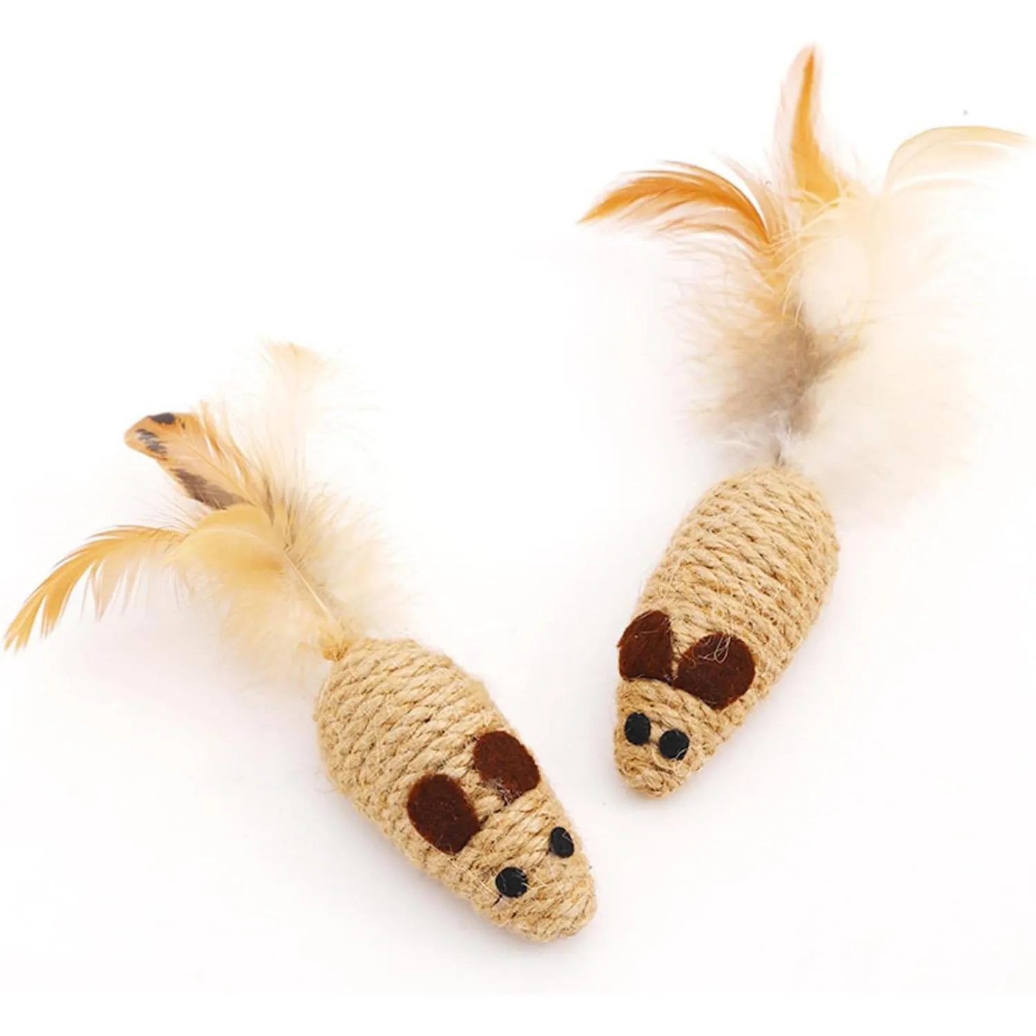 Juguete para Gatos Ratón Pluma Sisal 15 cm UtySty 4